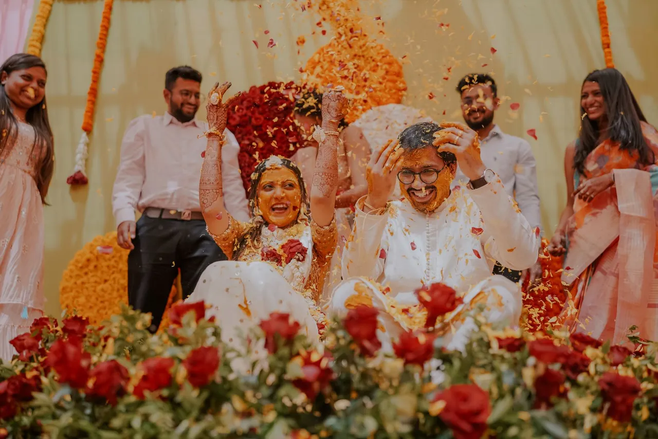 A haldi celebration · Illustrative photograph by Keyur Mali