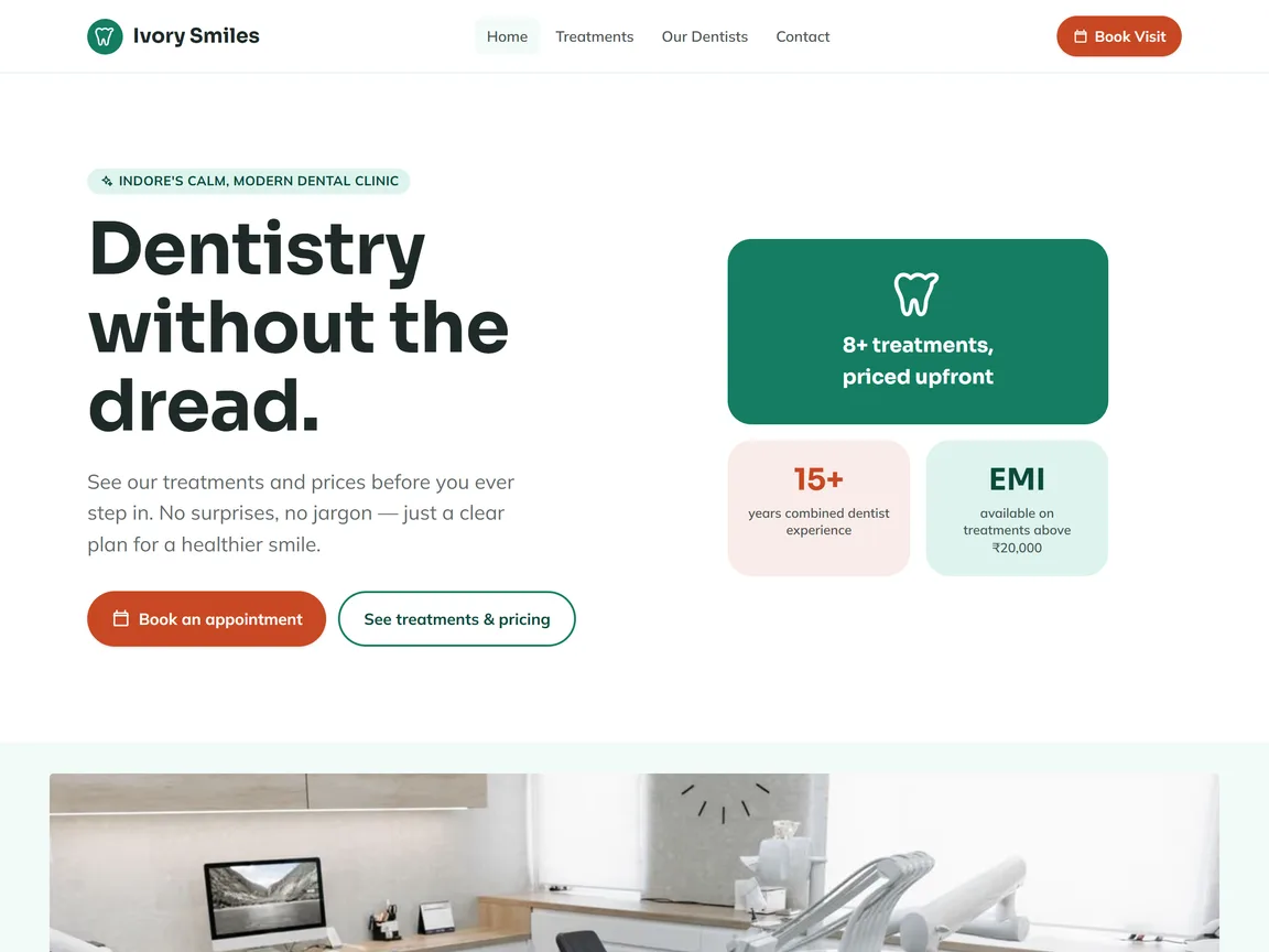Ivory Smiles Dental Clinic — actual dental clinics website preview