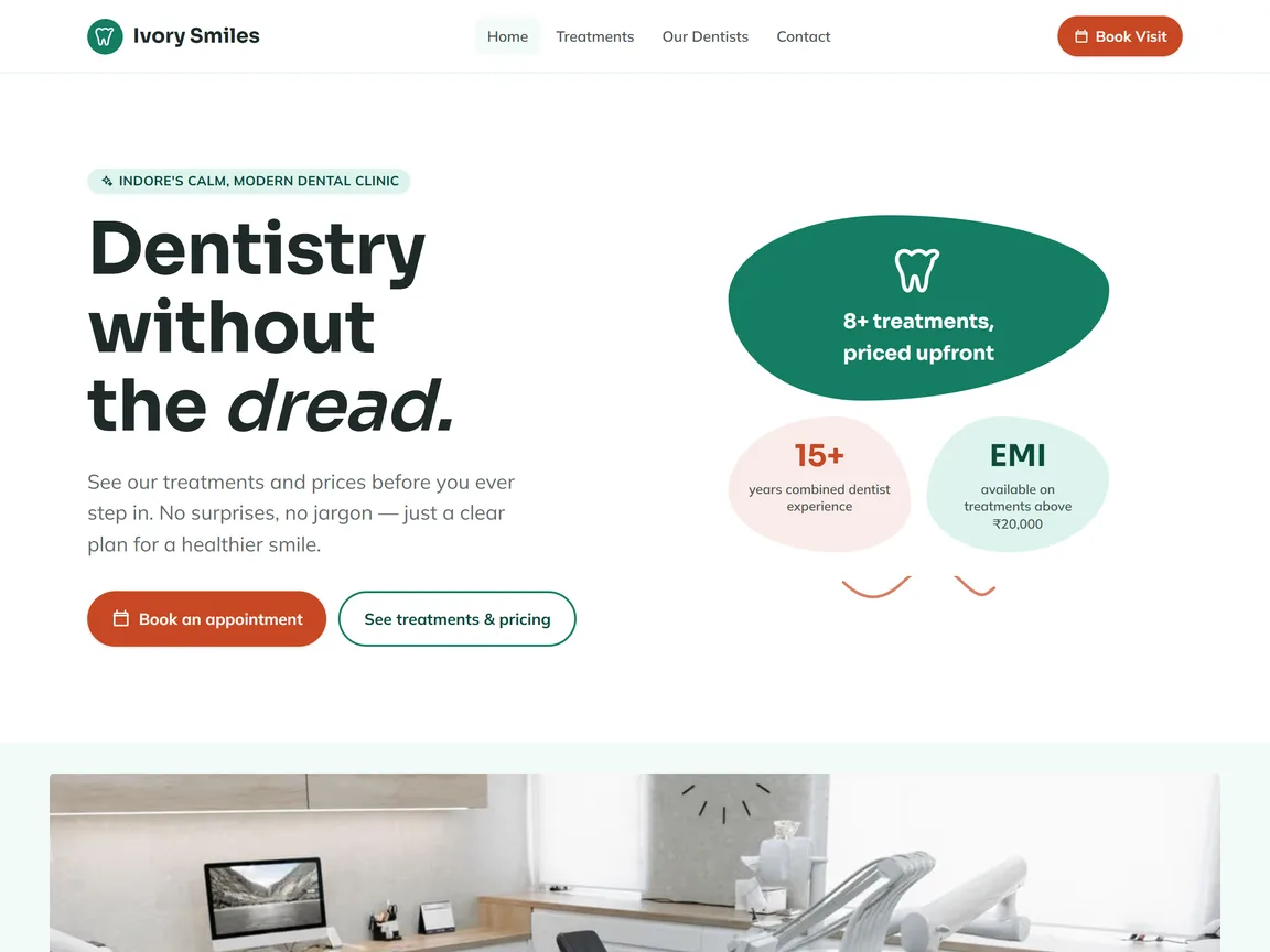Live preview snapshot of Ivory Smiles Dental Clinic