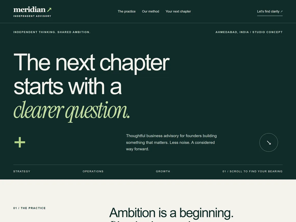 Meridian Advisory — actual professional services website preview