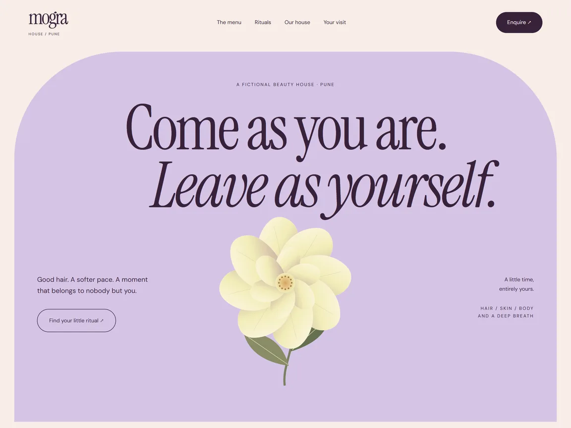 Mogra House — actual salon & spa website preview