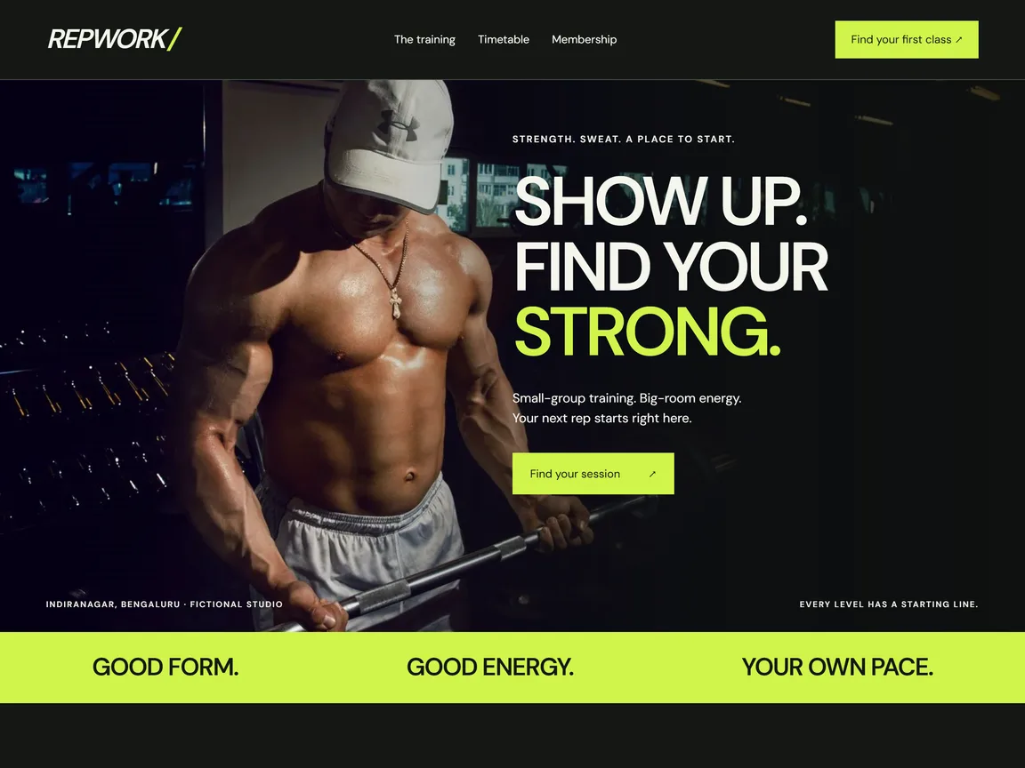 Repwork Studio — actual fitness studios website preview