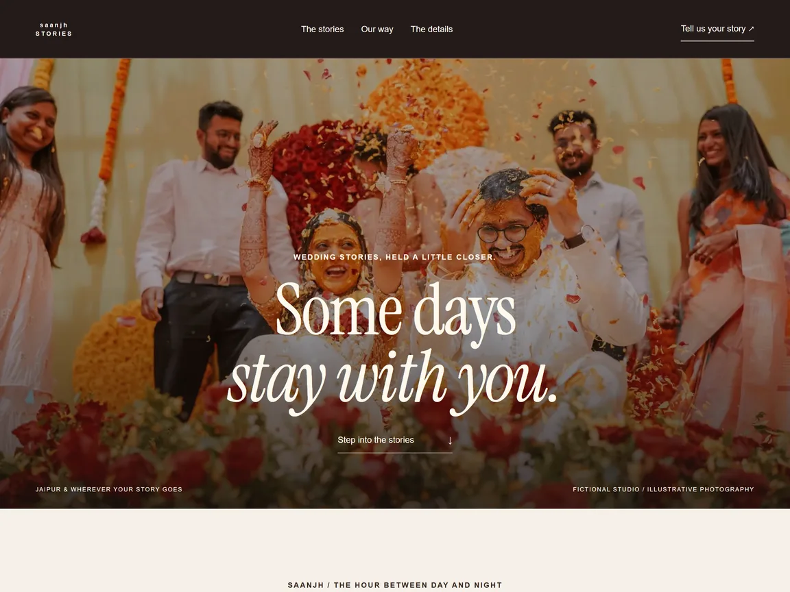 Saanjh Stories — actual events & photography website preview