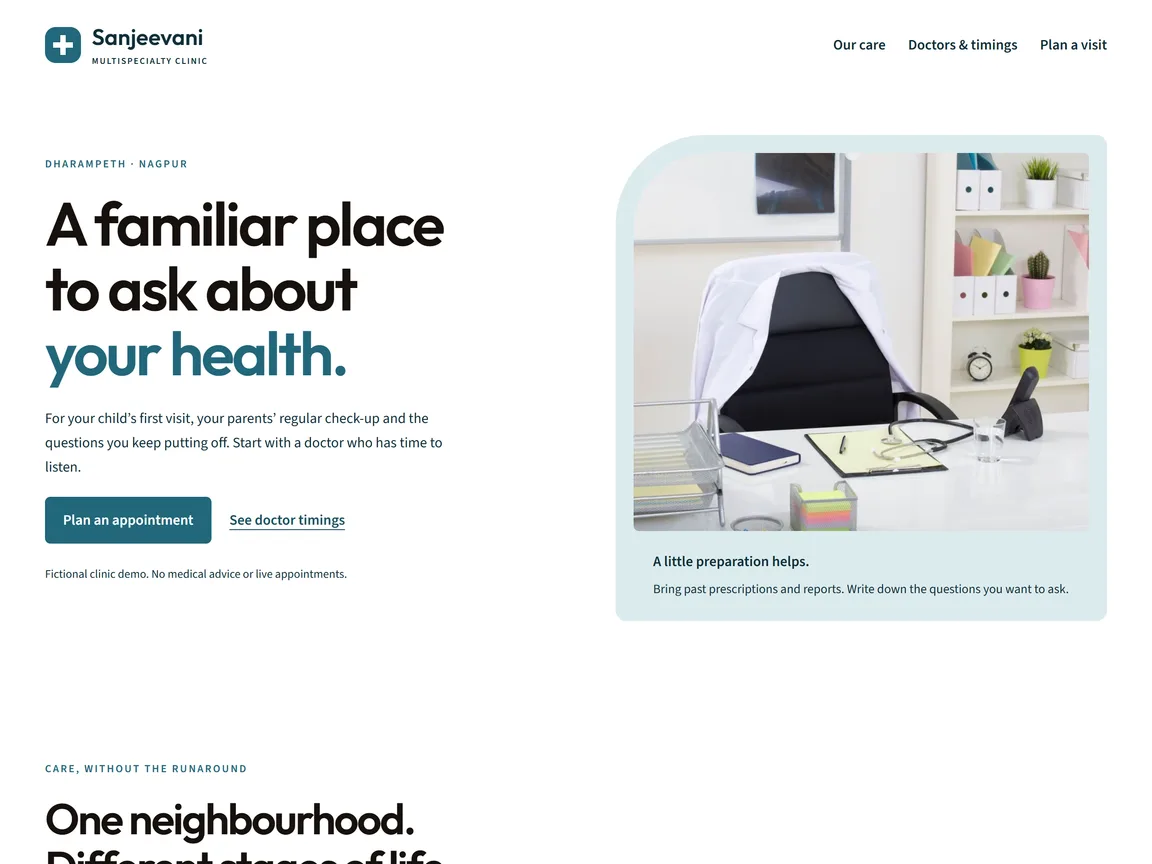 Sanjeevani Multispecialty Clinic — actual clinics website preview