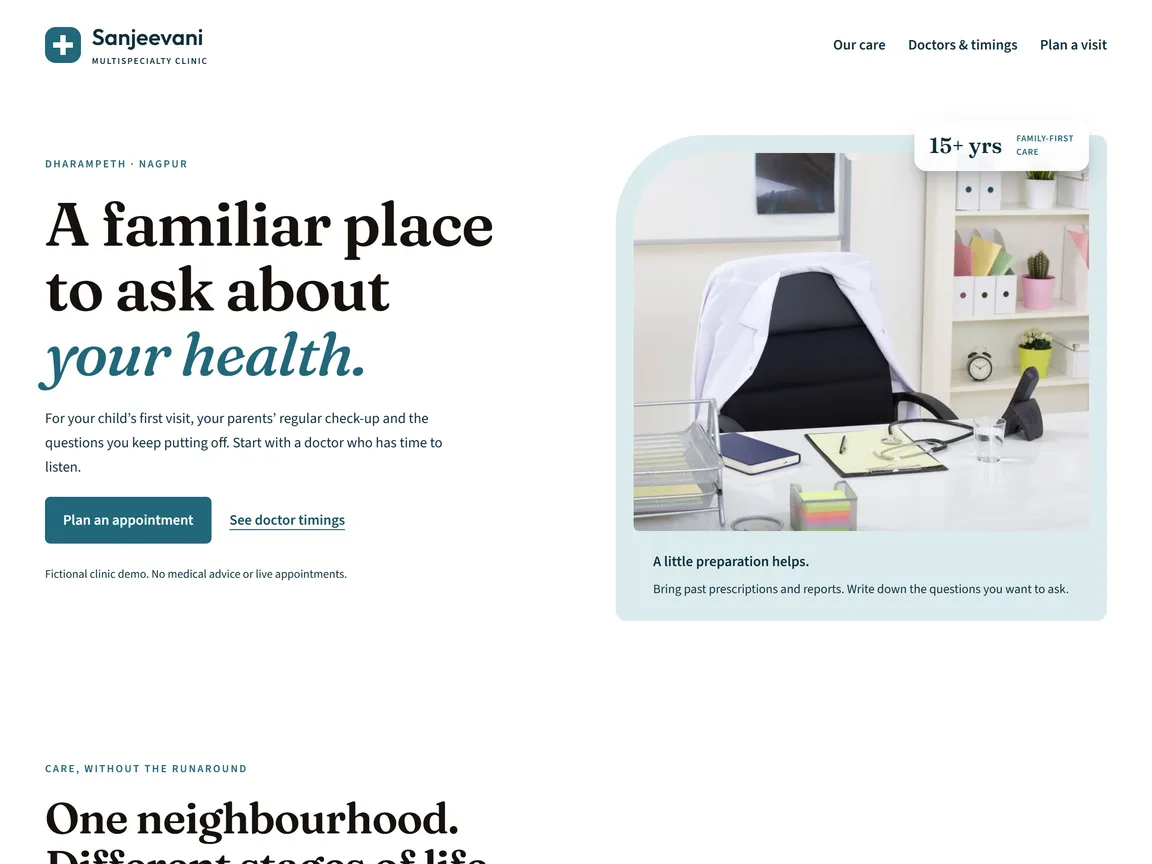 Live preview snapshot of Sanjeevani Multispecialty Clinic