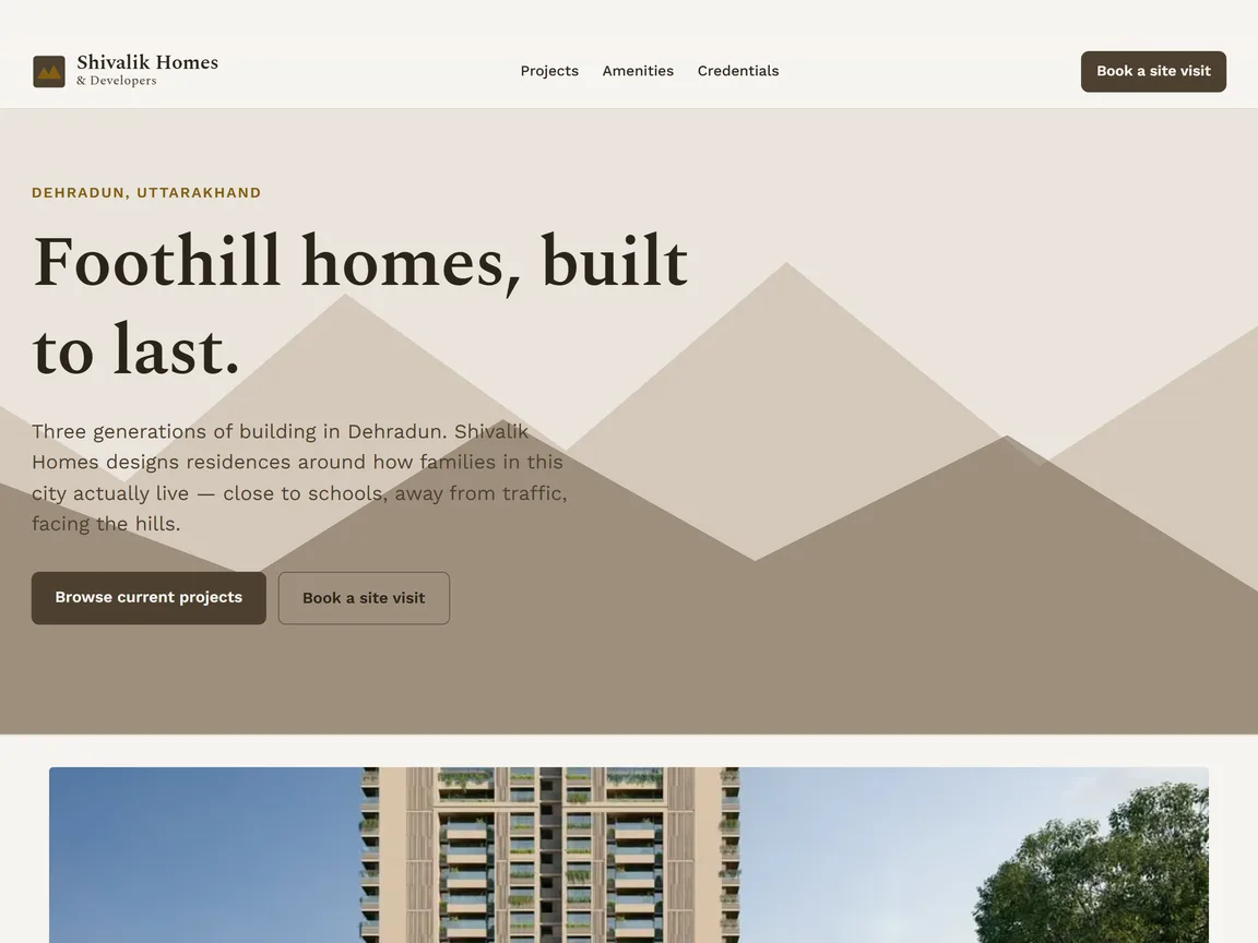 Shivalik Homes & Developers — actual real estate website preview