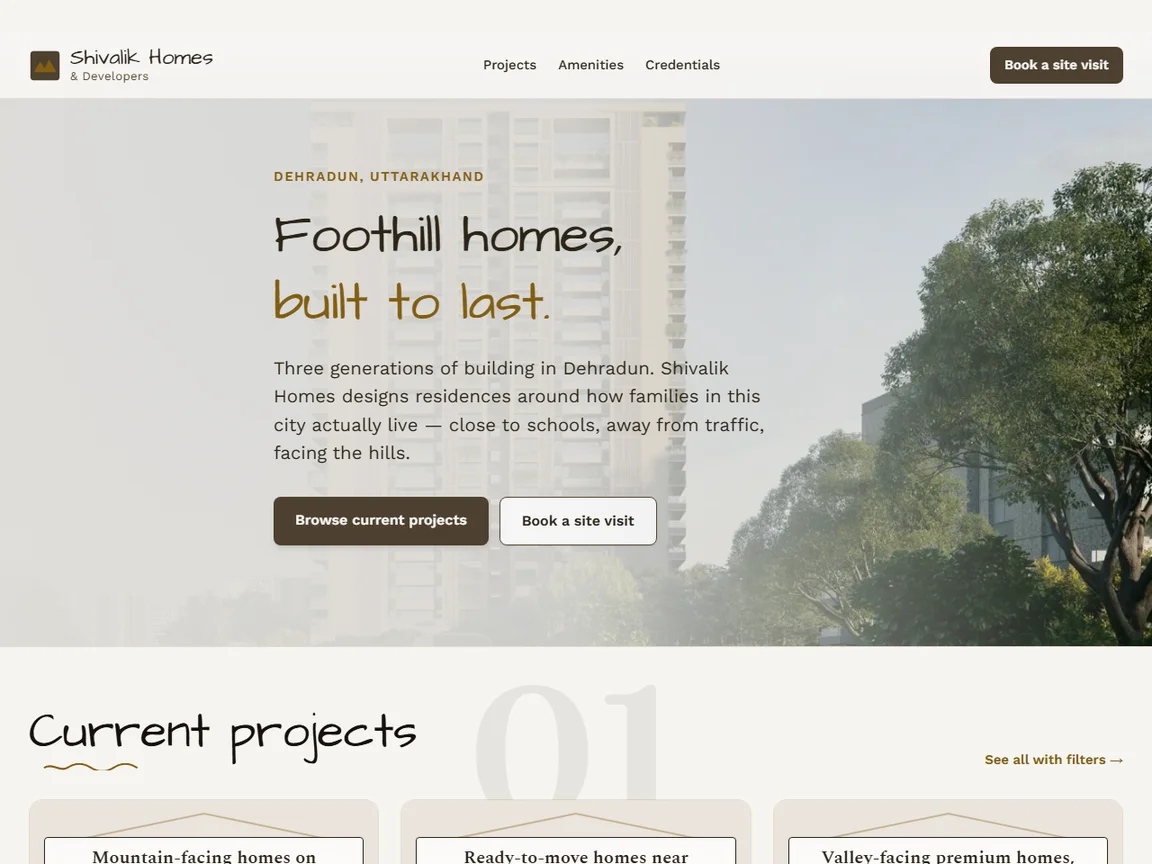 Live preview snapshot of Shivalik Homes & Developers