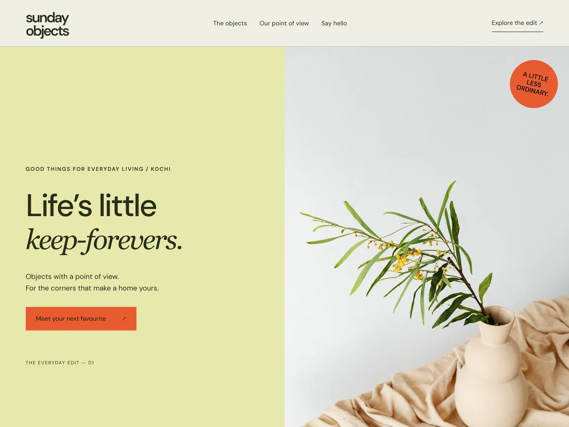 Sunday Objects — actual retail & boutiques website preview